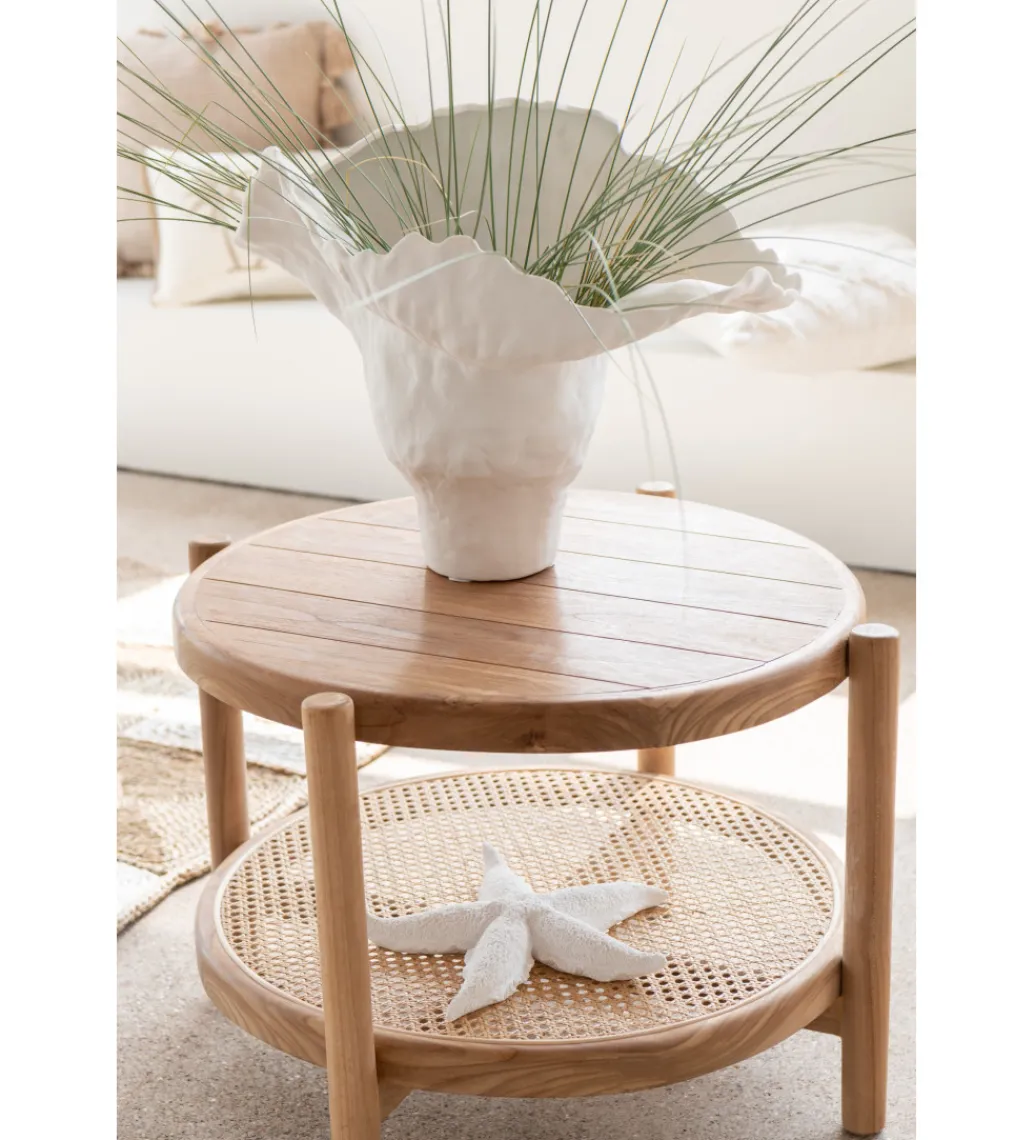 J-Line Stolik kawowy boczny ROSMYN 68 cm drewno teak