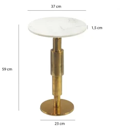 WOHNLING, GERMANY Stolik kawowy boczny WOHNLING 59 cm biały złoty