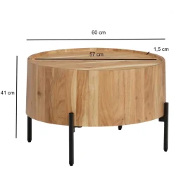 WOHNLING, GERMANY Stolik kawowy BOOT 60 cm drewno akacja