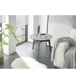 MCA Stolik kawowy BUENA VISTA 60 cm okrągły ze szkła i ceramiki w kolorze antracytowym