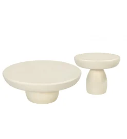 LF-Design Stolik kawowy DENU 50 cm w kolorze kości słoniowej