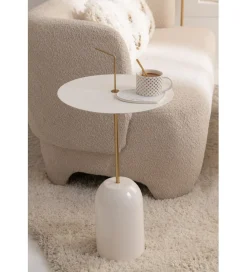 J-Line Stolik kawowy DISK 30 cm biało złoty