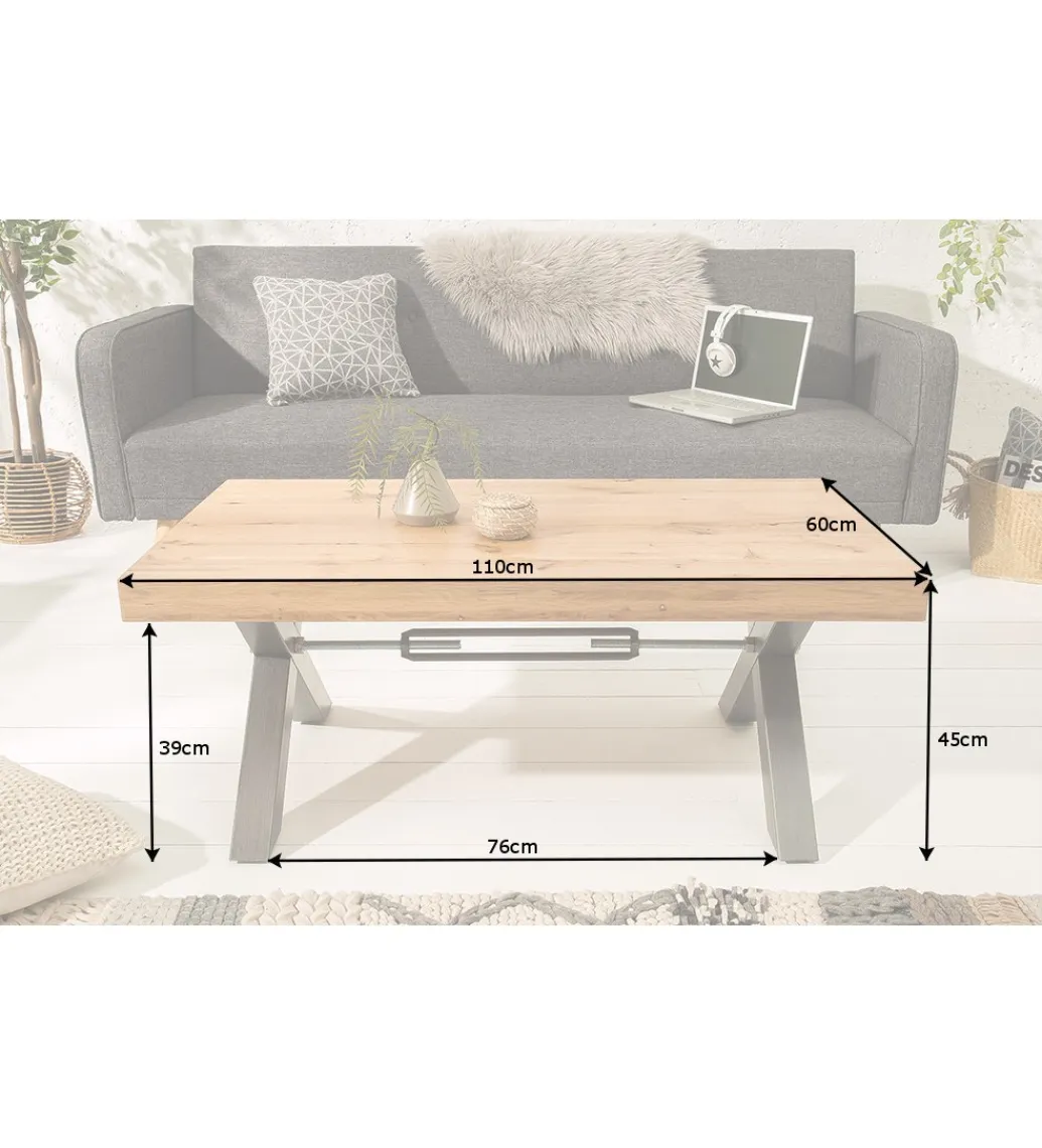 Invicta Interior Stolik kawowy FACTORY 110 cm drewno dąb dziki