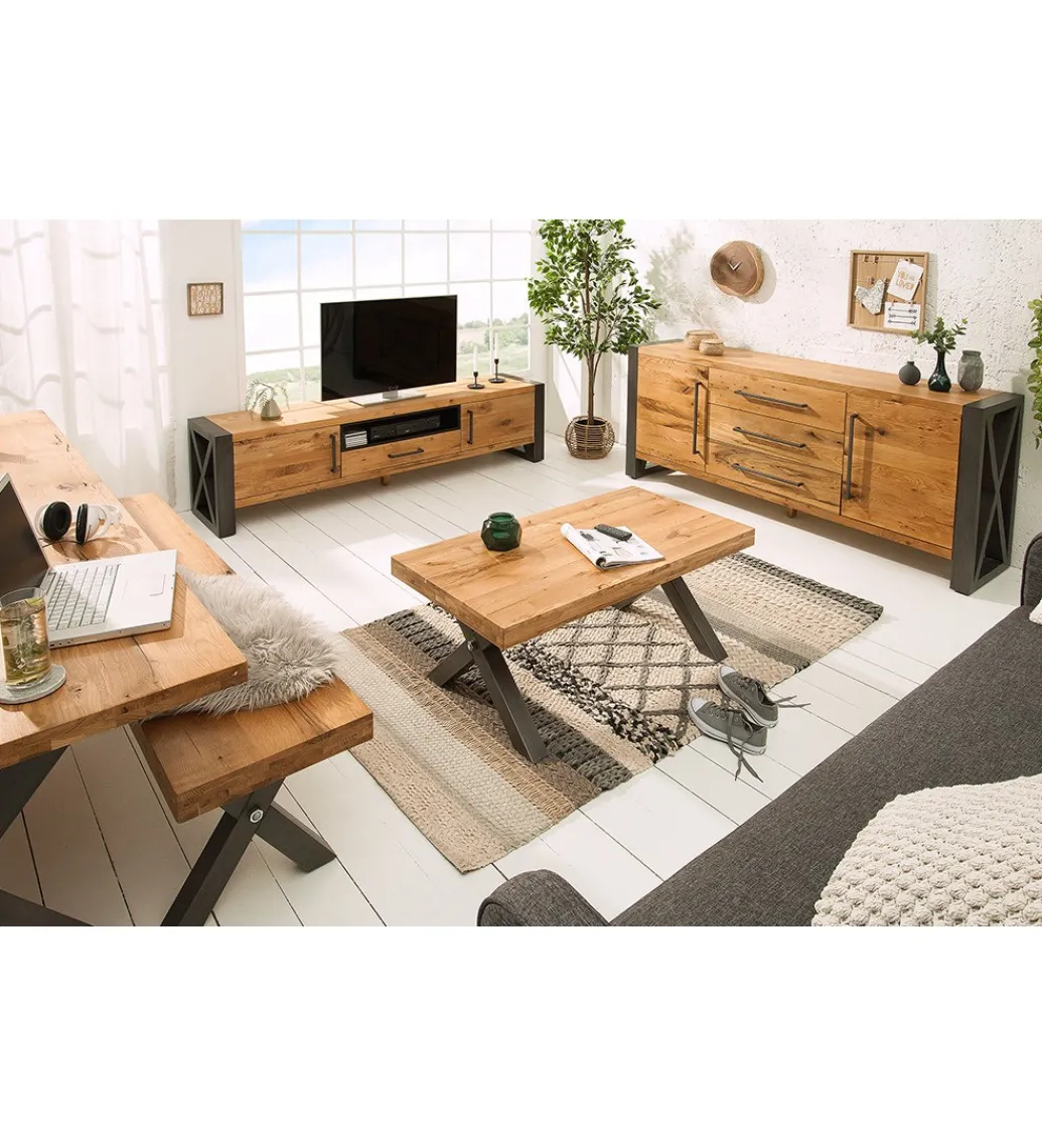 Invicta Interior Stolik kawowy FACTORY 110 cm drewno dąb dziki