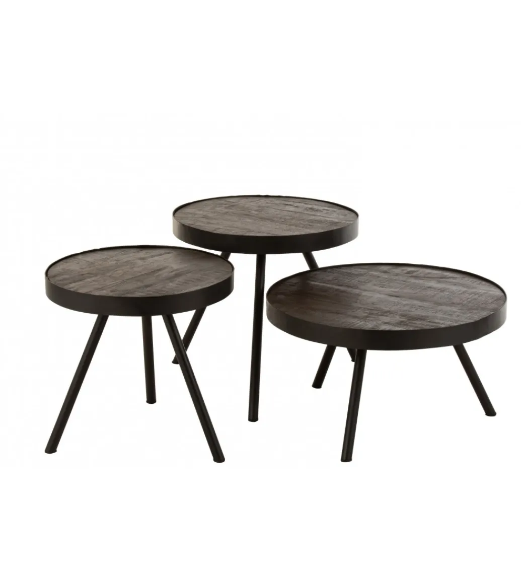 J-Line Stolik kawowy Fien 50 cm drewno mango