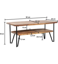 WOHNLING, GERMANY Stolik kawowy GANDIA 90 cm drewno sheesham
