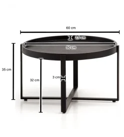 WOHNLING, GERMANY Stolik kawowy HARMI 60 cm drewno mango czarny