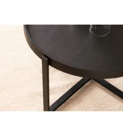 WOHNLING, GERMANY Stolik kawowy HARMI 60 cm drewno mango czarny