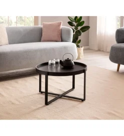 WOHNLING, GERMANY Stolik kawowy HARMI 60 cm drewno mango czarny