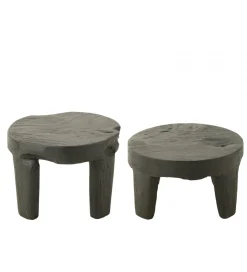J-Line Stolik kawowy HERAS set 2 drewno teak czarny