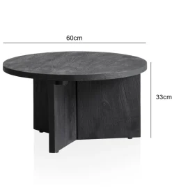 WOHNLING, GERMANY Stolik kawowy HINO 60 cm drewno mango czarny