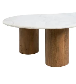 Zona-Design Stolik kawowy HUGI 135 cm marmur drewno mango