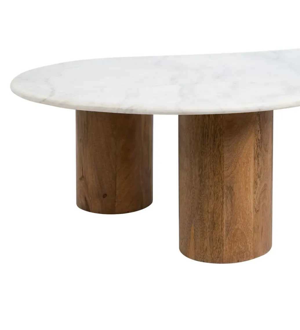 Zona-Design Stolik kawowy HUGI 135 cm marmur drewno mango