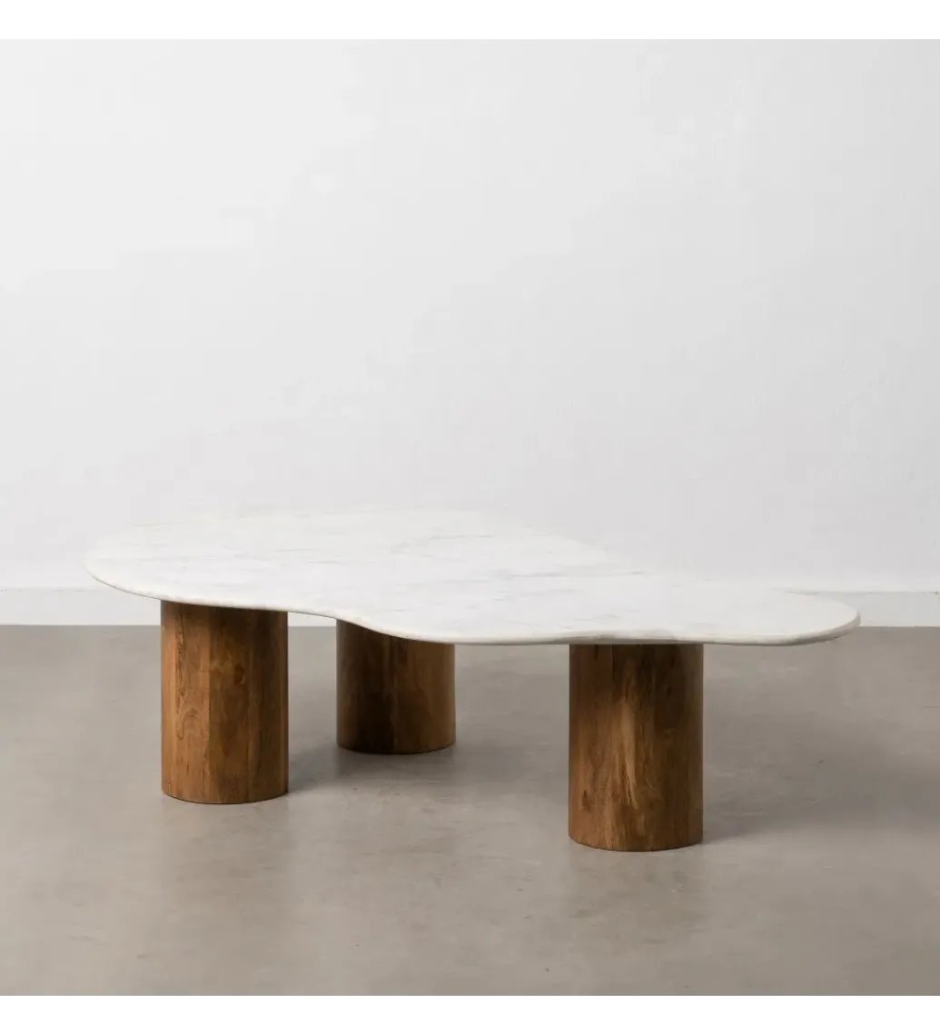 Zona-Design Stolik kawowy HUGI 135 cm marmur drewno mango