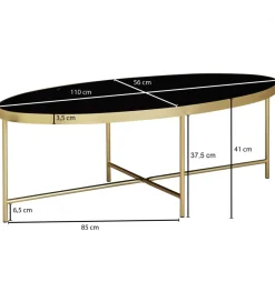 WOHNLING, GERMANY Stolik kawowy IVARS 110 cm czarno złoty