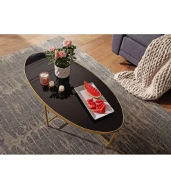 WOHNLING, GERMANY Stolik kawowy IVARS 110 cm czarno złoty