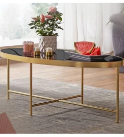 WOHNLING, GERMANY Stolik kawowy IVARS 110 cm czarno złoty