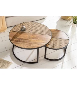 Invicta Interior Stolik kawowy JAWA Viviena Lounge set 2 drewno mango
