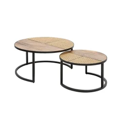 Invicta Interior Stolik kawowy JAWA Viviena Lounge set 2 drewno mango