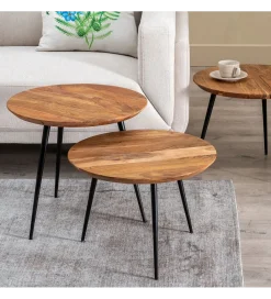 Zona-Design Stolik kawowy KORONE SET III drewno akacja