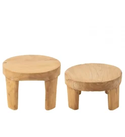 J-Line Stolik kawowy LEONI set 2 drewno teak