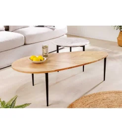 Invicta Interior Stolik kawowy LINDO set 2 drewno akacja marmur