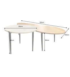 Invicta Interior Stolik kawowy LINDO set 2 drewno akacja marmur