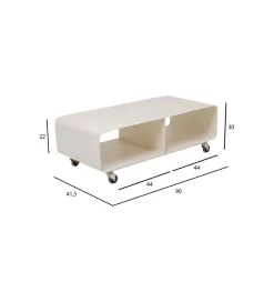 KARE Stolik kawowy LOUNGE 90 x 30 cm beżowa na kołach