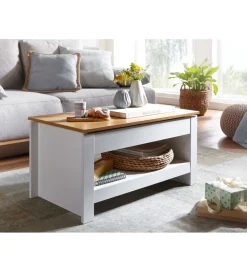 WOHNLING, GERMANY Stolik kawowy MARINA 85 cm biały z dodatkiem koloru dąb