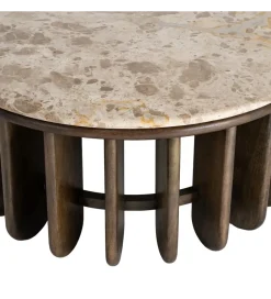 Zona-Design Stolik kawowy MARMOLON 90 cm drewno mango marmur