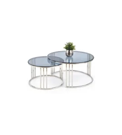 Halmar Stolik kawowy MERCURY set 2 srebrny