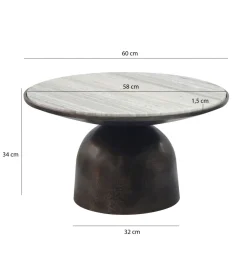 WOHNLING, GERMANY Stolik kawowy MESMERIT 60 cm blat marmur