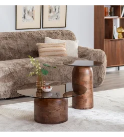 Zona-Design Stolik kawowy MIRIN 50 cm drewno mango brązowy