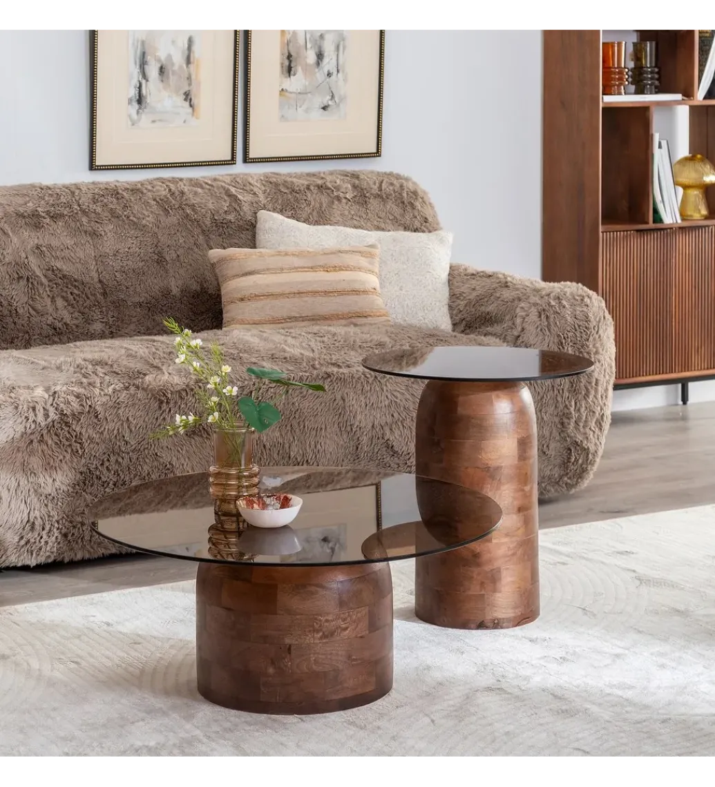 Zona-Design Stolik kawowy MIRIN 50 cm drewno mango brązowy