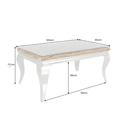 Invicta Interior Stolik kawowy MODERN BAROCK BARRACUDA 100 cm chromowany szklany blat BEZ blatu tekowego