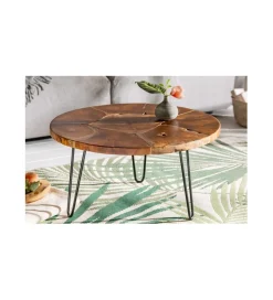 Invicta Interior - przedsprzedaż Stolik kawowy Mosaik 70 cm drewno Teak