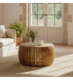 Zona-Design Stolik kawowy MURPI 75 cm drewno mango rattan
