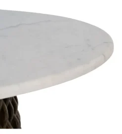 DENZO Stolik kawowy NIZAMES 80 cm drewno mango marmur