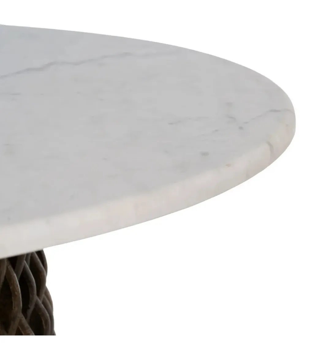 DENZO Stolik kawowy NIZAMES 80 cm drewno mango marmur