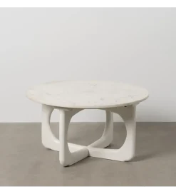 Zona-Design Stolik kawowy ONAKI 75 cm drewno mango marmur biały