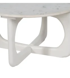 Zona-Design Stolik kawowy ONAKI 75 cm drewno mango marmur biały
