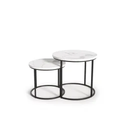 Halmar Stolik Kawowy OREO set 2 w kolorze białego marmuru