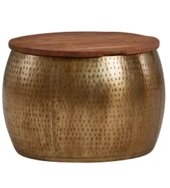 WOHNLING, GERMANY Stolik kawowy ORIENT 60 cm złoty drewno mango