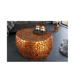 Invicta Interior Stolik kawowy PEDRA Stone Mosaic 72 cm miedziany