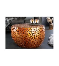 Invicta Interior Stolik kawowy PEDRA Stone Mosaic 72 cm miedziany
