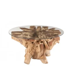 J-Line Stolik kawowy RAOUL 90 cm drewno teak naturalny