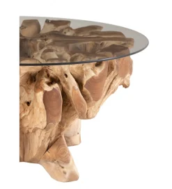 J-Line Stolik kawowy RAOUL 90 cm drewno teak naturalny