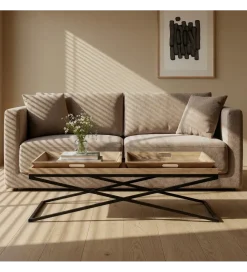Zona-Design Stolik kawowy RENAKONY 113 cm naturalny czarny