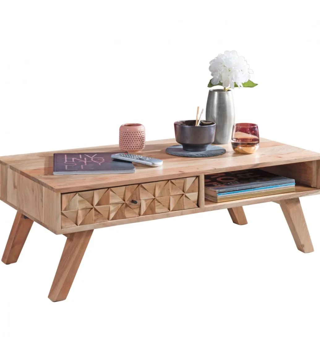 WOHNLING, GERMANY Stolik kawowy REWA 95 cm drewno akacja