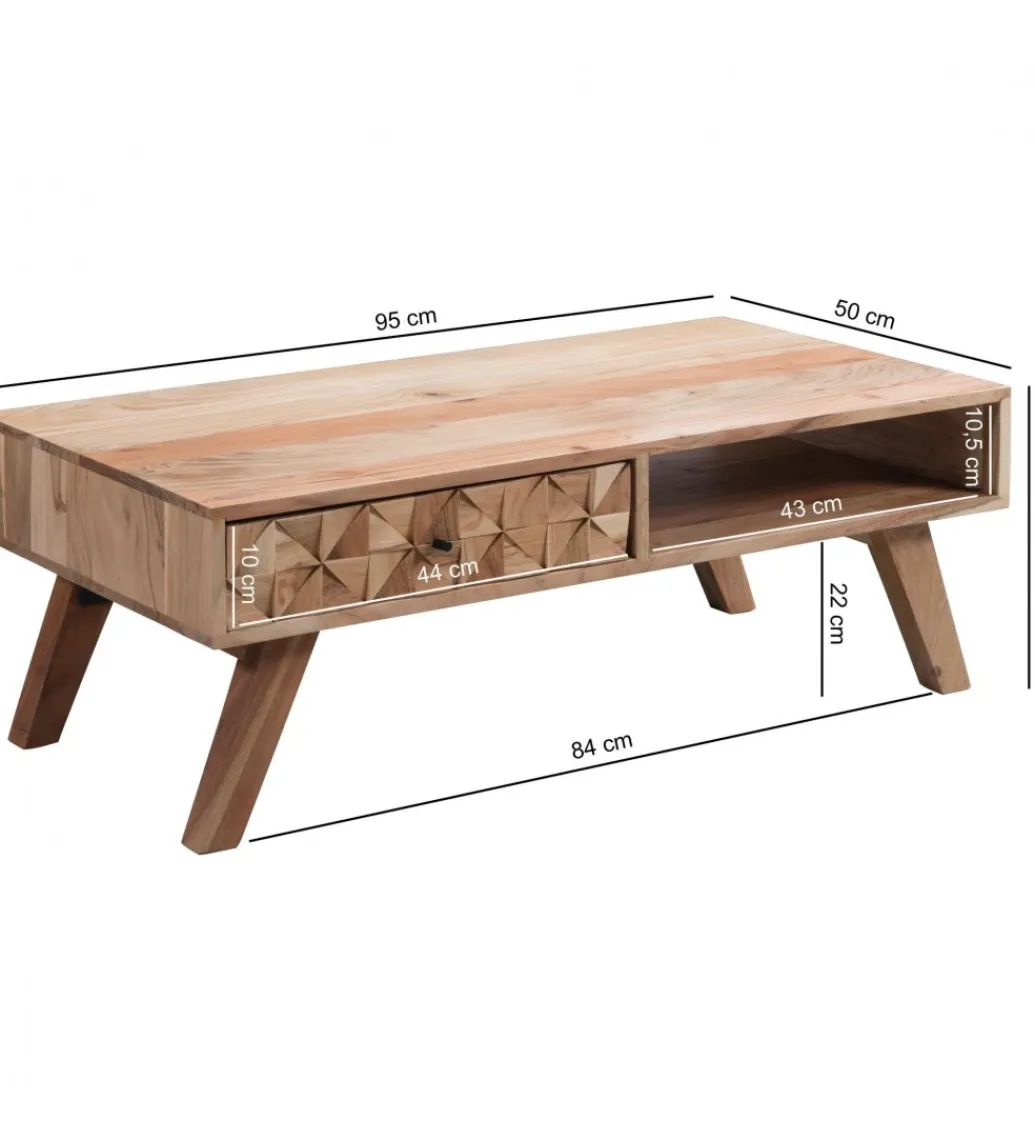 WOHNLING, GERMANY Stolik kawowy REWA 95 cm drewno akacja